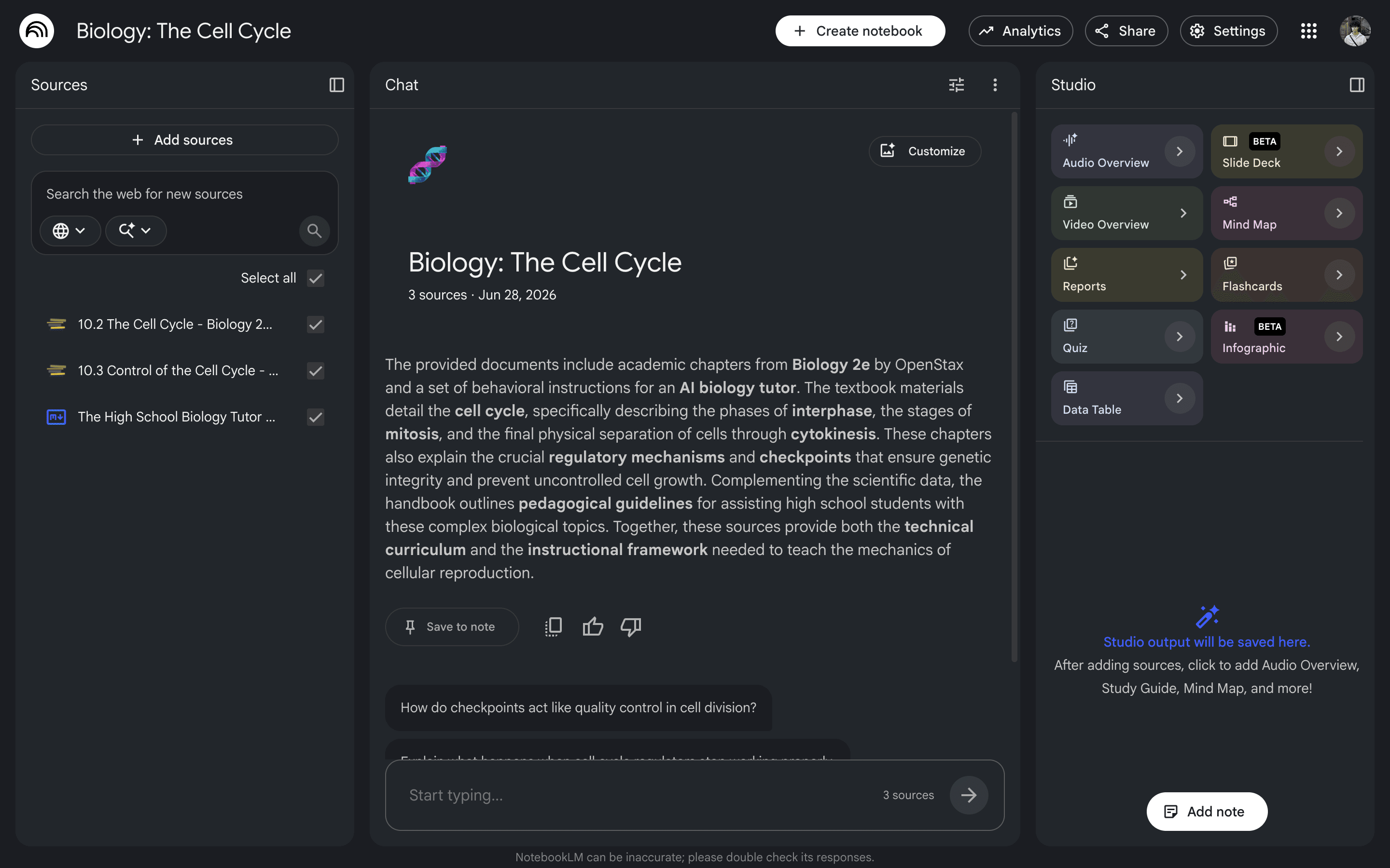 The clean chat view that students open from the shared link.